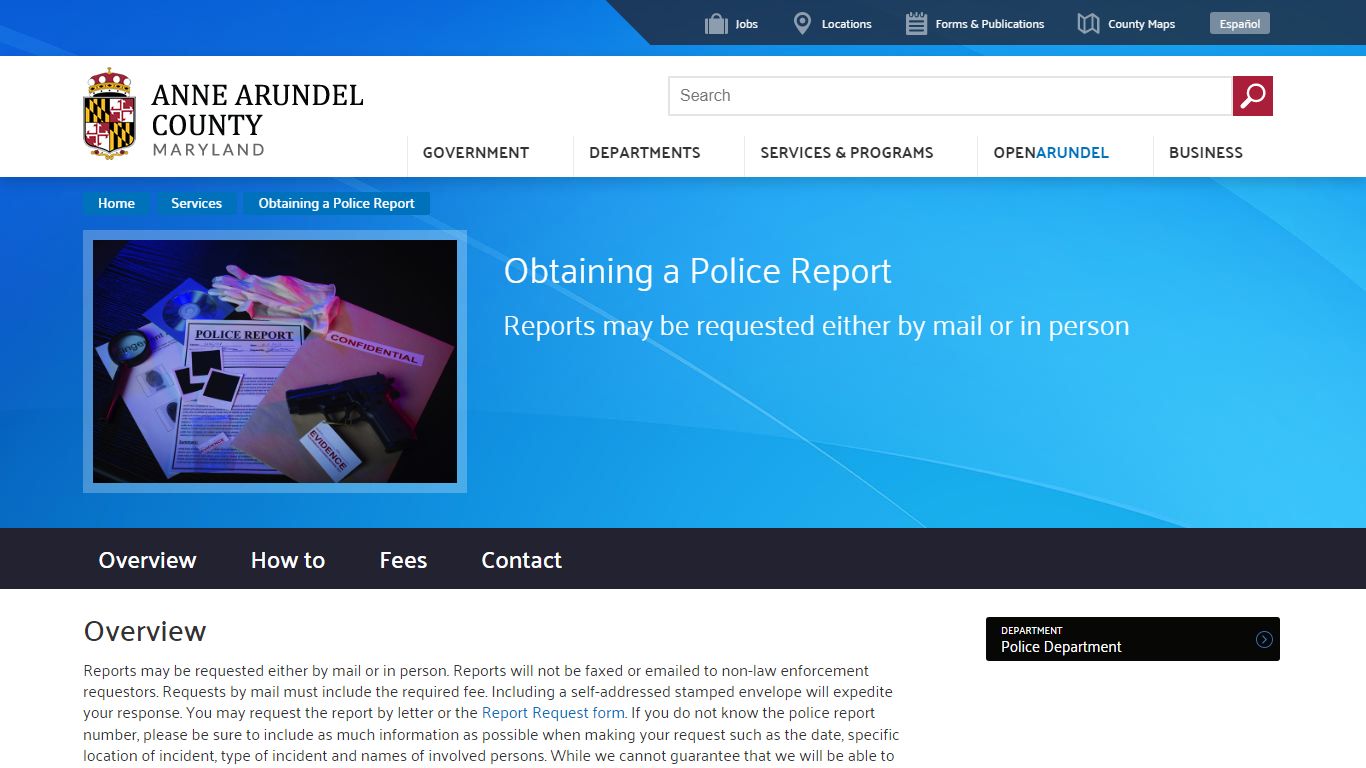 Obtaining a Police Report | Anne Arundel County, MD